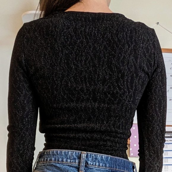 Black metallic crop top Vero Moda - long sleeved - Picture 2 of 5